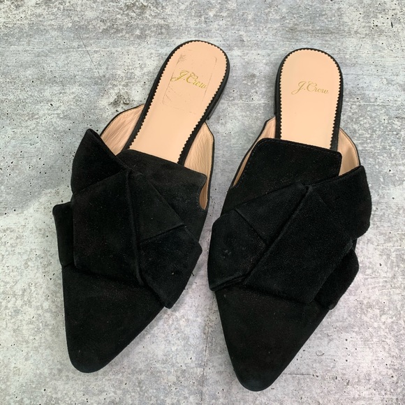 J. Crew Shoes - J.Crew Pointed-Toe Slides in Suede Black Size 81/2